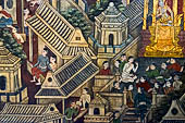 Bangkok Wat Pho, mural paintings of the vhian of the Reclining Buddha.